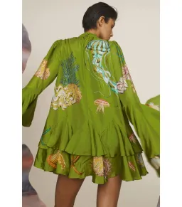 Alemais Aquatica Silk Mini Dress Green Size AU 12 for rent on The Volte - image 3