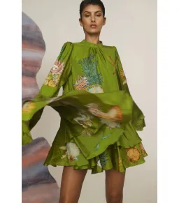 Alemais Aquatica Silk Mini Dress Green Size AU 4 for rent on The Volte - image 2