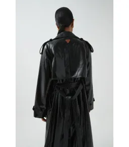 Aje Studio Raven Vegan Leather Trench Black Size AU 10 for rent on The Volte - image 4