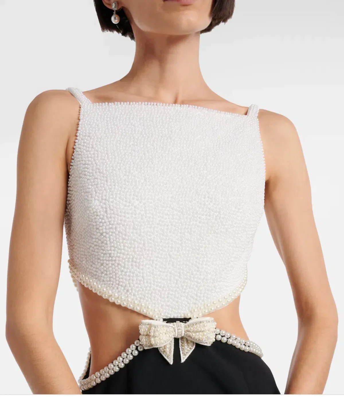 Self Portrait Faux Pearl Cutout Crepe Gown  - Image 3