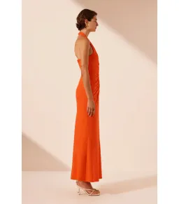 Shona Joy Beau Halter Ruched Midi Dress Hibiscus Size AU 8 for rent on The Volte - image 4