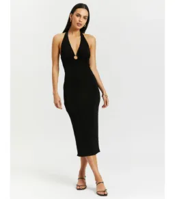 MISHA Theodora Midi Dress Black Size AU 8 for rent on The Volte - image 1