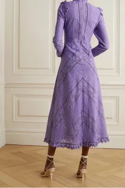 Zimmermann Brighton Lace Panelled Dress Lilac Size 0 / AU 8 for rent on The Volte - image 2