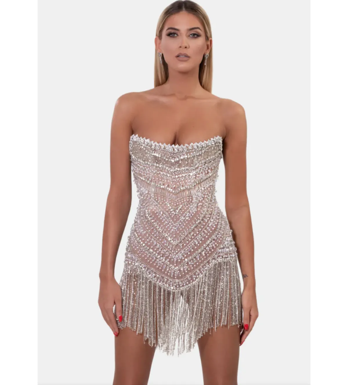 Albina Dyla Wild Silver/nude Corset Dress Nude Size 10  - Image 1