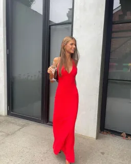 Effie Kats Eiza Gown in Cherry Red Size S/AU 8 for rent on The Volte - image 12