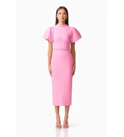 Elliatt Coralene Puff Sleeve Midi Dress Pink Size 6  for rent on The Volte - image 1