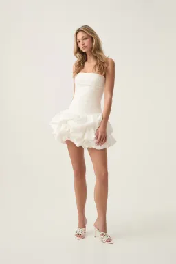 Aje Violette Bubble Hem Mini Dress Ivory Size 6 for rent on The Volte - image 1