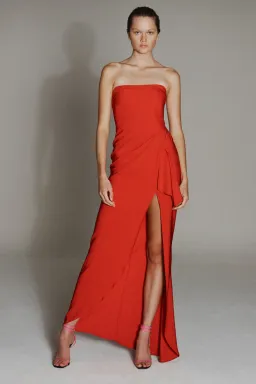 Manning Cartell Asymmetrical Games Strapless Gown Red Size 8 for rent on The Volte - image 1