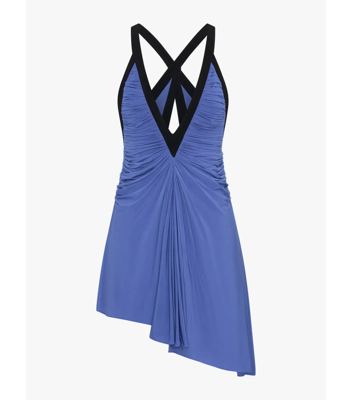 Christopher Esber Suspended Jersey Fluted Mini Dress in Blue Iris Black Size AU 8 - Image 5