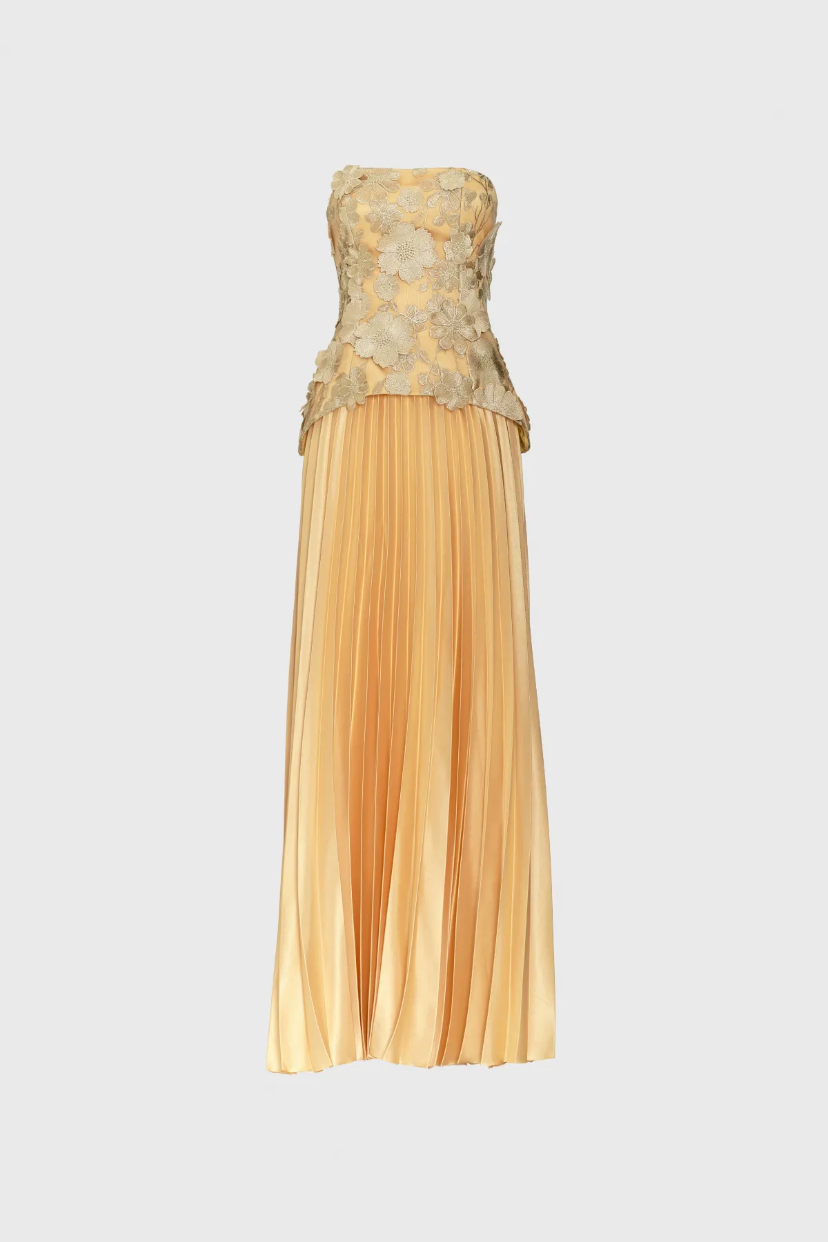Justin Tong Cascade Pleated Maxi Gown Gold Size AU 14 - Image 9