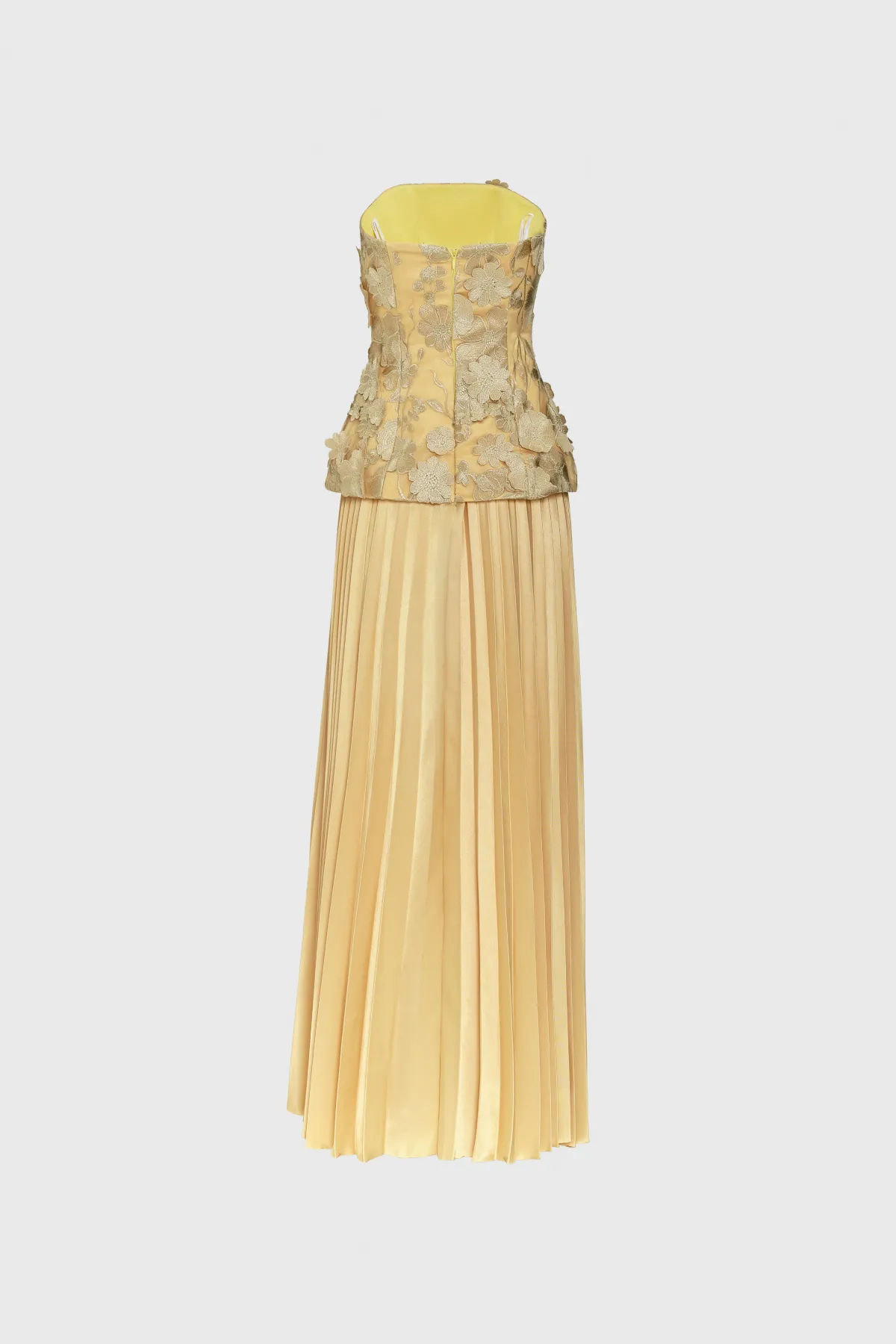 Justin Tong Cascade Pleated Maxi Gown Gold Size AU 14 - Image 8