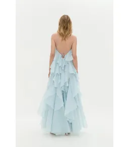 Aje Pandorea Layered Maxi Dress Silver Blue Size AU 10 for rent on The Volte - image 3