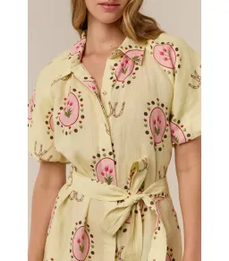 Palm Noosa Marla Maxi Dress in Savanna Tile Yellow Size AU 8 for rent on The Volte - image 3