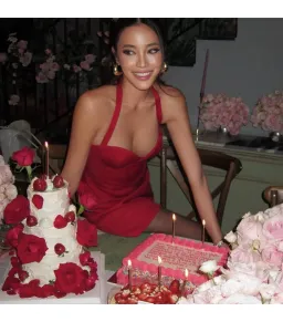 Magda Butrym Will Twill Halter Mini Dress Red Size AU 6 for rent on The Volte - image 4