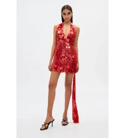 MISHA Sapphire Sequin Mini Dress in Red Size S/AU8 for rent on The Volte - image 2