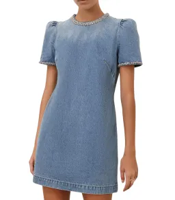 Zimmermann Crush Embellished Denim Mini Dress Blue Size 0 / AU 8 for rent on The Volte - image 4