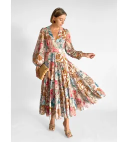 Zimmermann Cassia Patchwork Wrap Midi Dress Print Size 2/AU12 for rent on The Volte - image 1