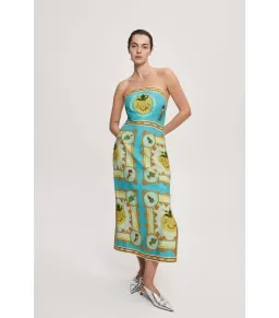 Alémais La Musica Midi Dress Exclusive Blue Print Size AU 14 for rent on The Volte - image 1