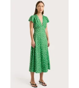 Faithfull The Brand Doriet Midi Dress Suzette Green Size AU 10 for rent on The Volte - image 3