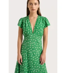 Faithfull The Brand Doriet Midi Dress Suzette Green Size AU 10 for rent on The Volte - image 4