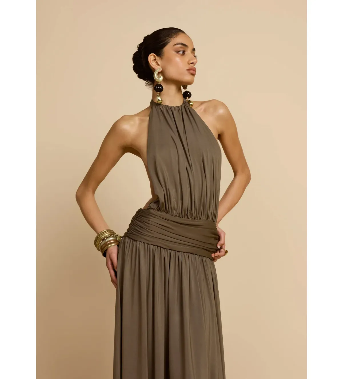 Arcina Ori Santina Maxi Dress in Khaki Size 10 - Image 4