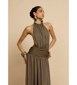 Arcina Ori Santina Maxi Dress in Khaki Size 10 for rent on The Volte - image 4