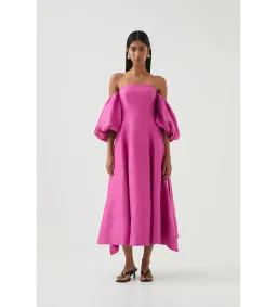 Aje Incarnation Midi Dress Magenta Size 10 for rent on The Volte - image 1
