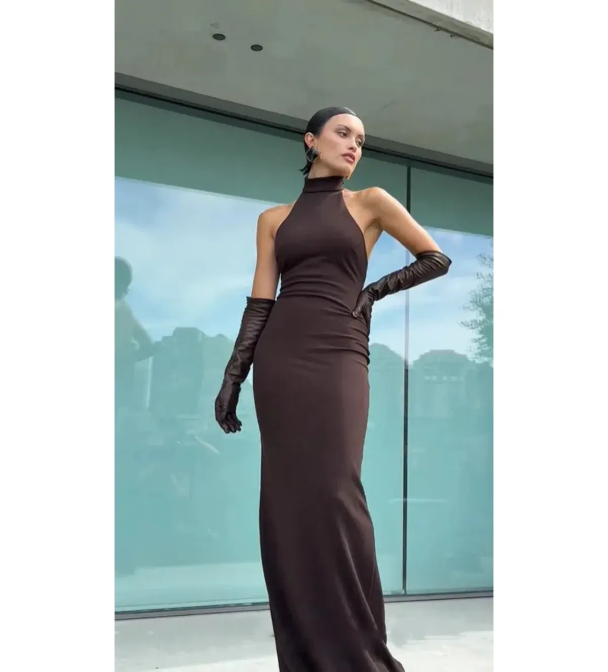 Effie Kats Rhi Gown Coffee Brown Size S/AU 8 - Image 2