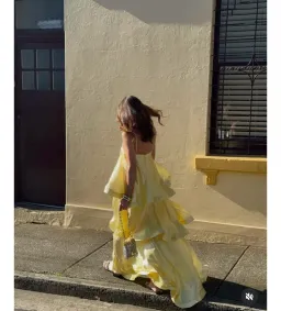 Elliatt Tilly Tiered Maxi Dress in Butter Yellow Size S/AU 8 for rent on The Volte - image 7