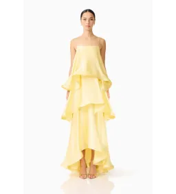 Elliatt Tilly Tiered Maxi Dress in Butter Yellow Size S/AU 8 for rent on The Volte - image 1