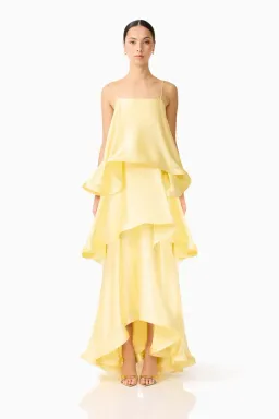 ELLIATT TILLY TIERED MAXI DRESS IN BUTTER YELLOW SIZE 8 (S) for rent on The Volte - image 1