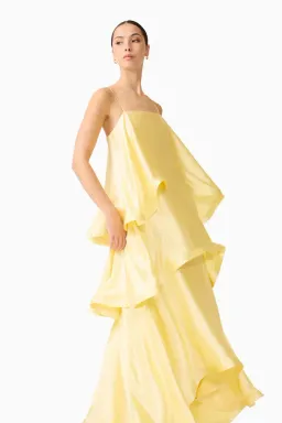 ELLIATT TILLY TIERED MAXI DRESS IN BUTTER YELLOW SIZE 8 (S) for rent on The Volte - image 6