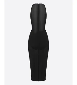 Alex Perry Halter Midi Dress in Stretch Mesh Black AU 8 for rent on The Volte - image 4