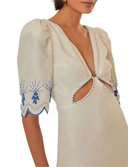 Farm Rio SEA OF FISH MIDI DRESS White Size 6 for rent on The Volte - image 5