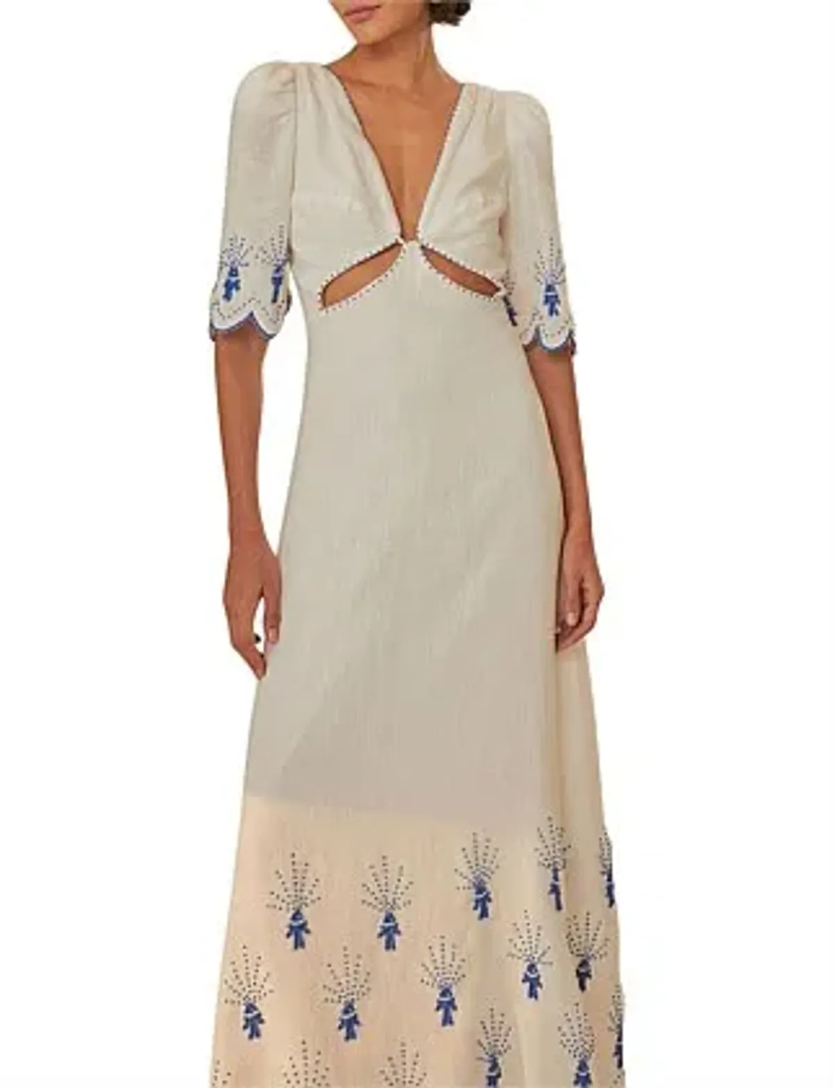 Farm Rio SEA OF FISH MIDI DRESS White Size 6 - Image 4