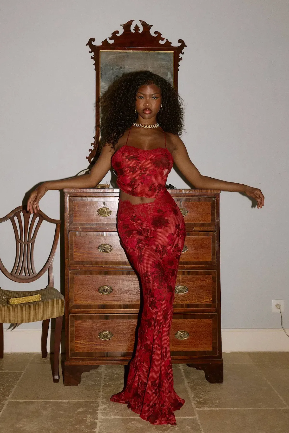 BYDEE FLEURIE MAXI SKIRT & AURELIE TOP IN ROSÉ. SIZE XS / AU 6-8 - Image 14