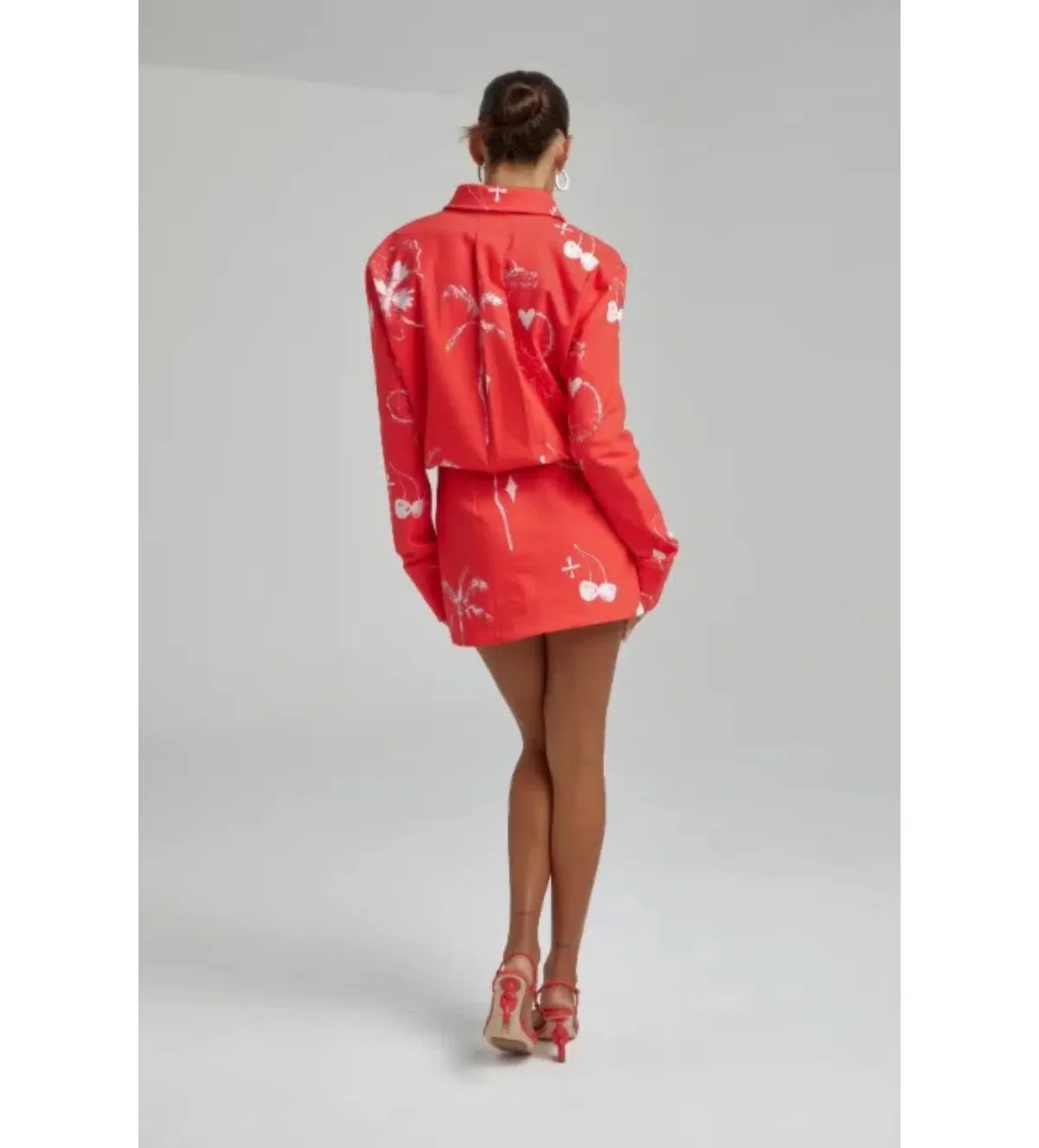 Summi Summi Denim Mini Dress Red Dragon of Hearts Size XL AU 14 - Image 2