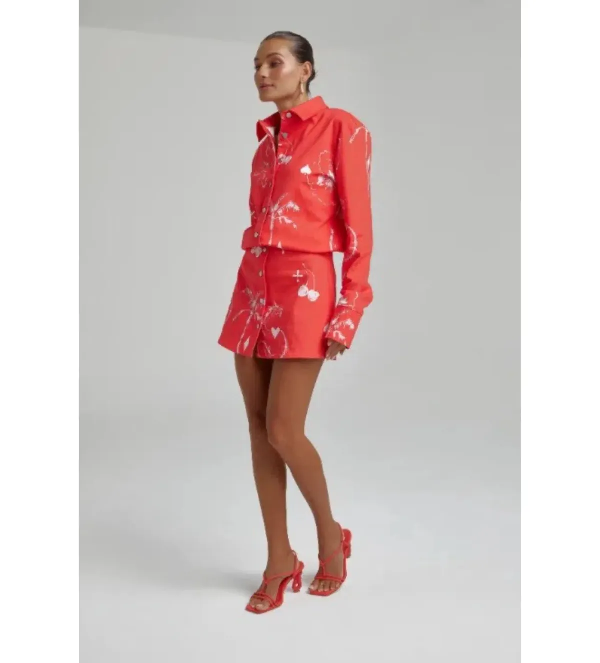 Summi Summi Denim Mini Dress Red Dragon of Hearts Size XL AU 14 - Image 1