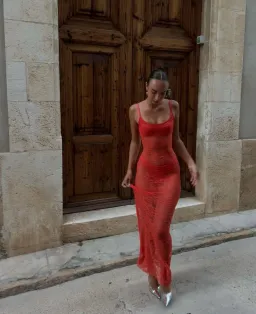 Natalie Rolt Giana Dress in Tangerine Lace for rent on The Volte - image 1