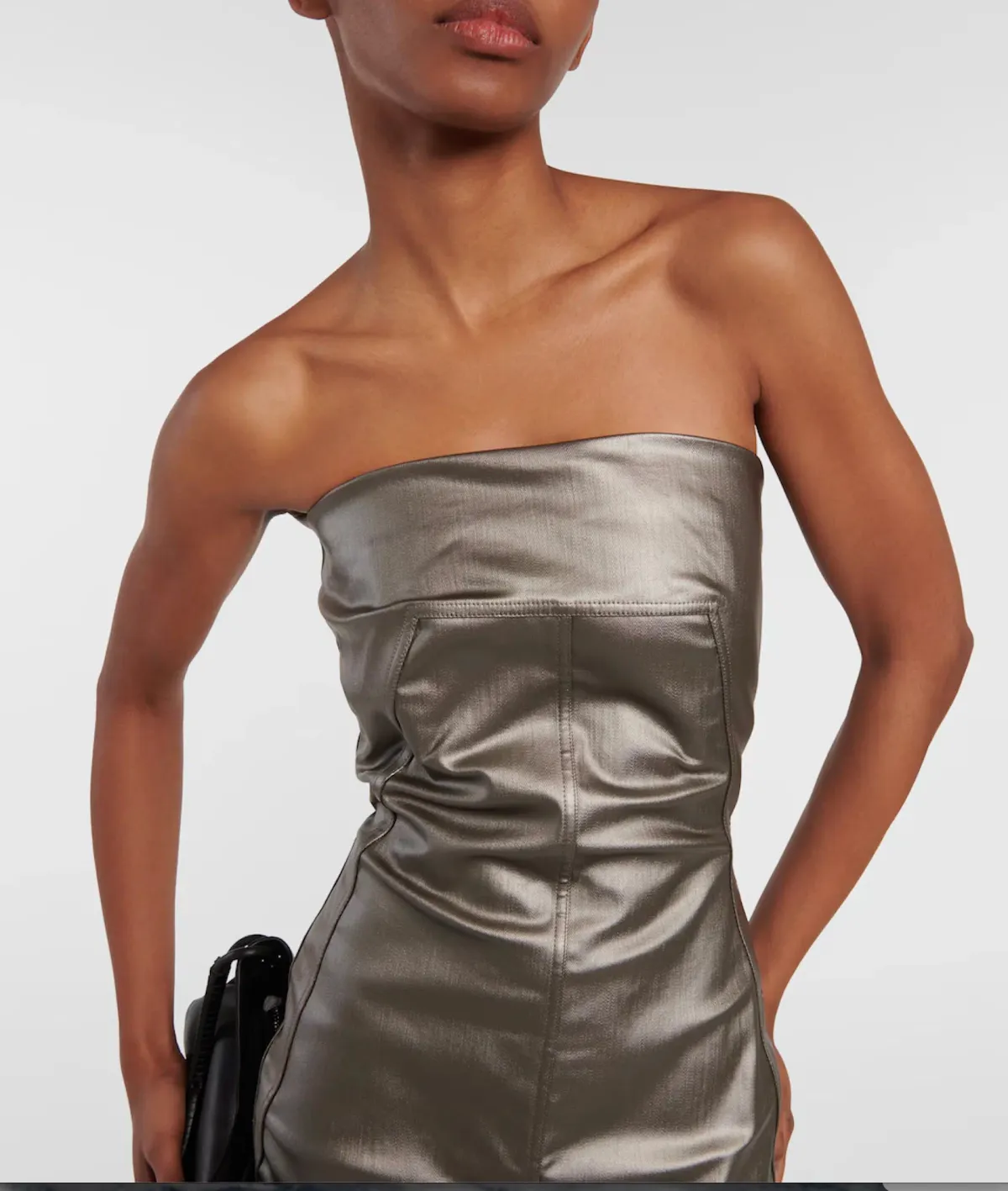 Rick Owens Lido Denim Bustier Gown Gun Metal Size 8  - Image 3