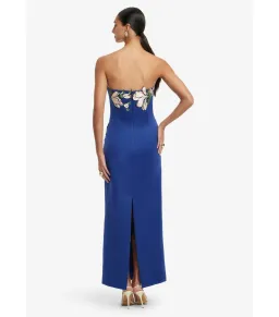 Leo Lin Ava Appliqué Floral Bustier Maxi Dress Midnight Magnolia Print Size AU 6 for rent on The Volte - image 3