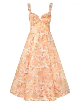 Zimmermann The Rebellion Drape Midi Dress in Golden Bloom Size 3/AU 14 for rent on The Volte - image 1