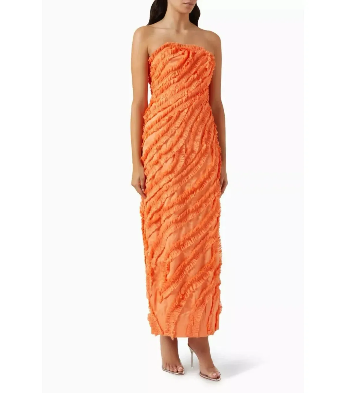 Aje Terrene Frill Maxi Dress Orange Size AU 14 - Image 2