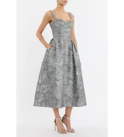 Rebecca Vallance Sterling Midi Dress Silver Size 10 for rent on The Volte - image 1