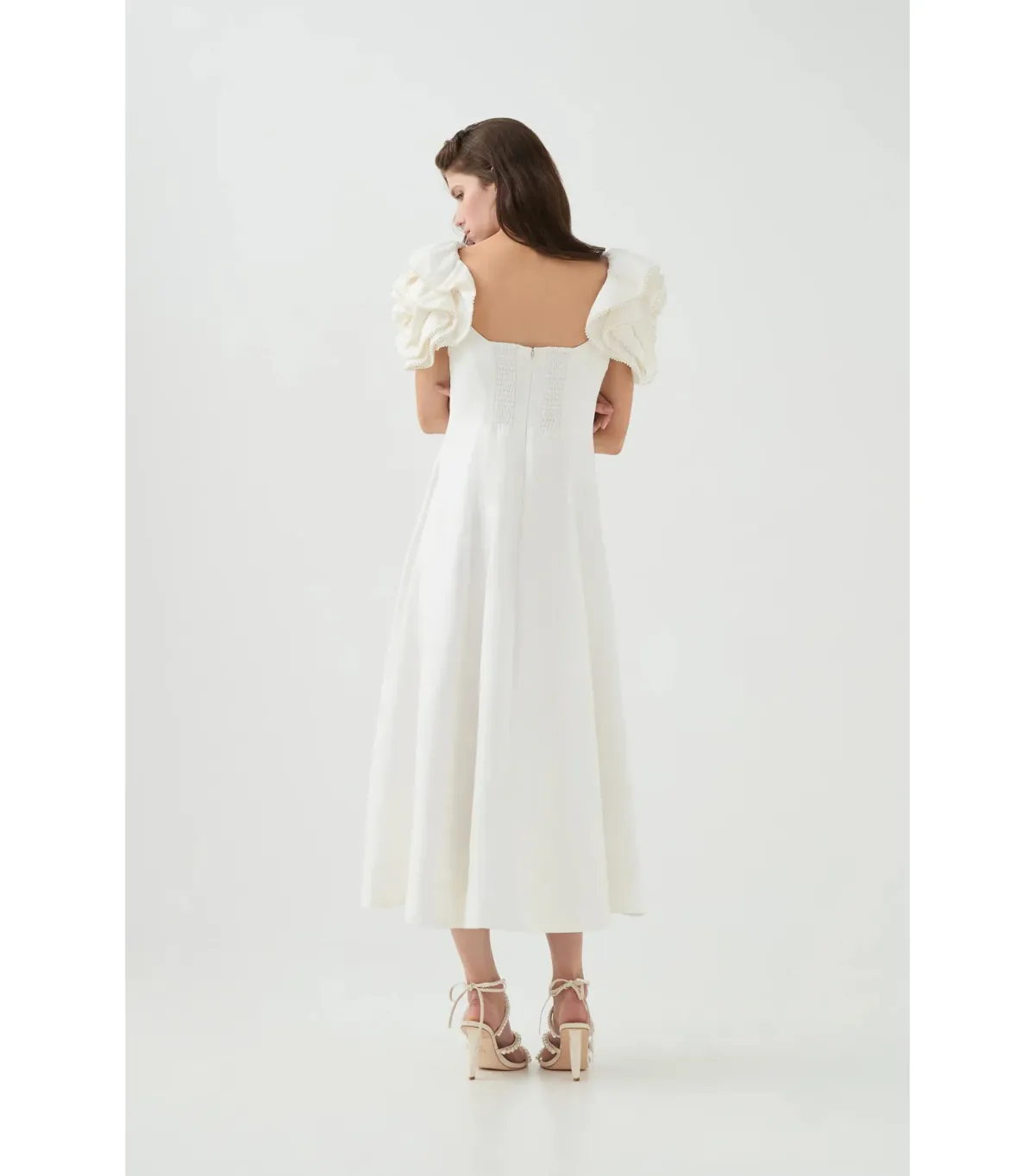 Aje Twyla Midi Dress Ivory Size AU 8 - Image 5