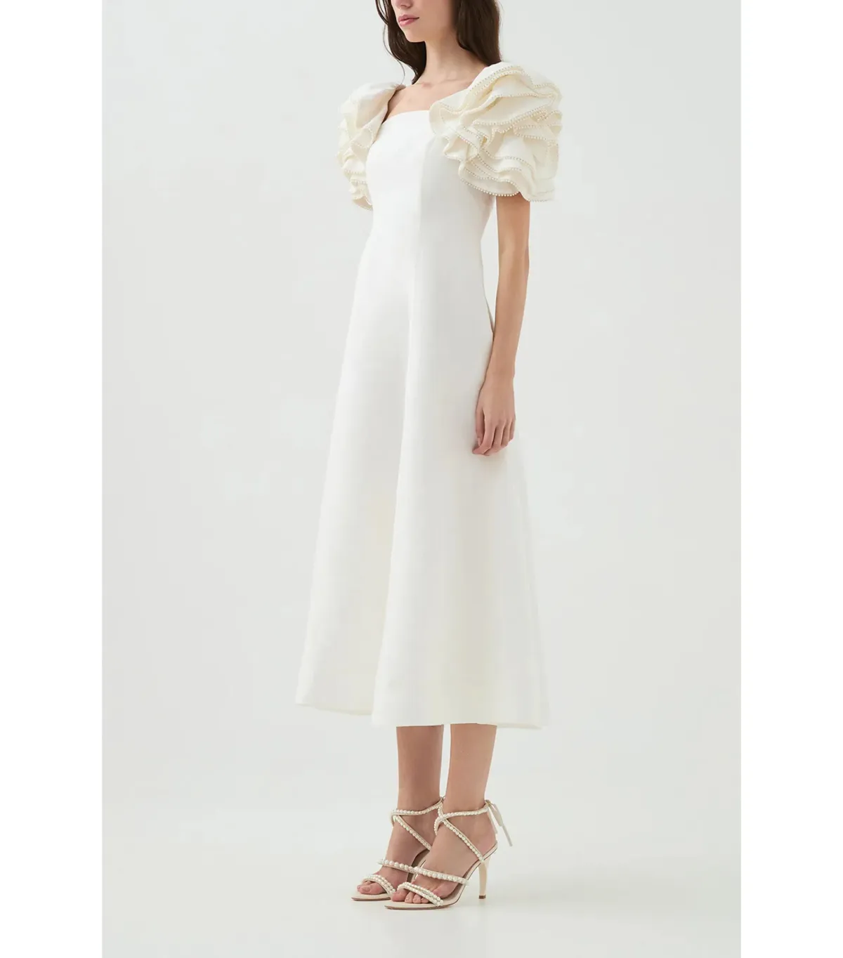 Aje Twyla Midi Dress Ivory Size AU 8 - Image 3