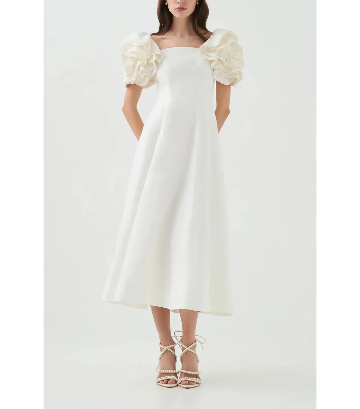 Aje Twyla Midi Dress Ivory Size AU 8 - Image 1