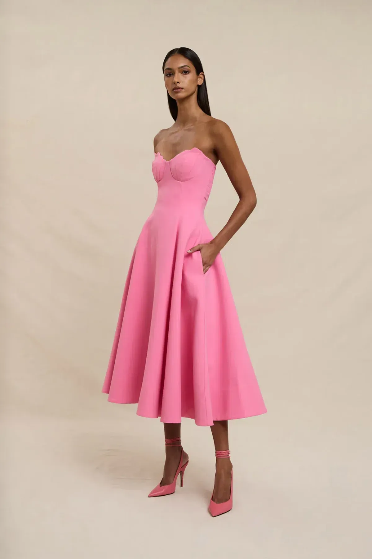 By Johnny Venus Shell Strapless Dress Pink Size AU 10 - Image 2