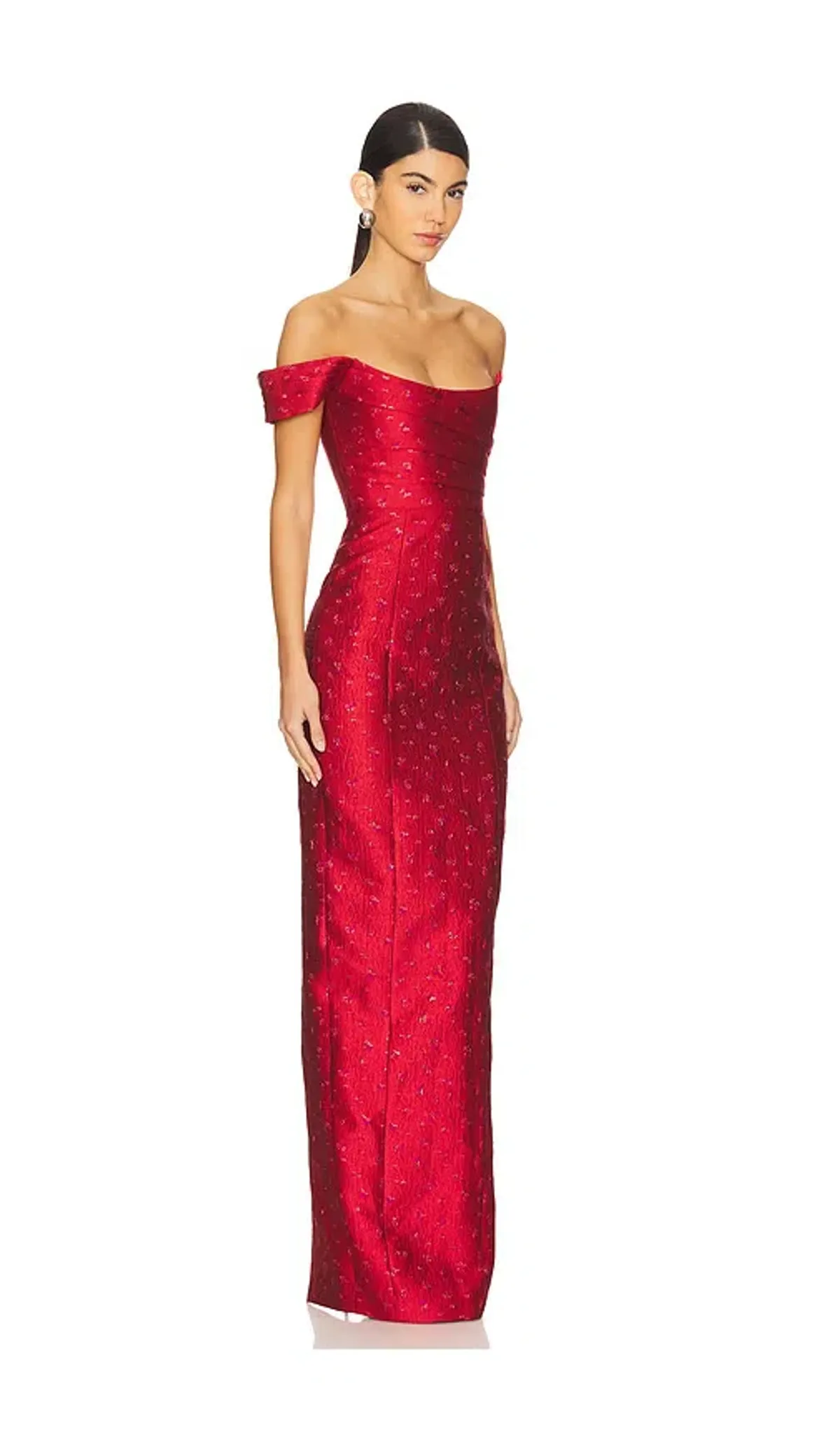 Sau Lee Jackson Jacquard Maxi Gown Red Size AU 8 - Image 3