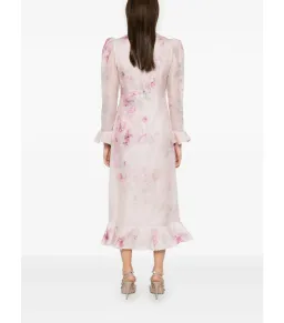 Zimmermann Crush Flower Midi Dress in Pink Floral Size 1 / AU 10 for rent on The Volte - image 4